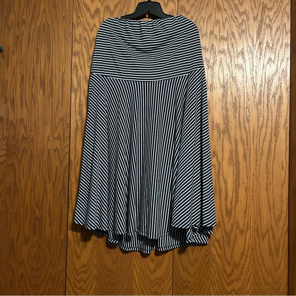 Navy and White Stripe Strapless Dress